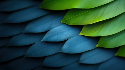 Explore the beauty of nature through layers of green and blue leaves