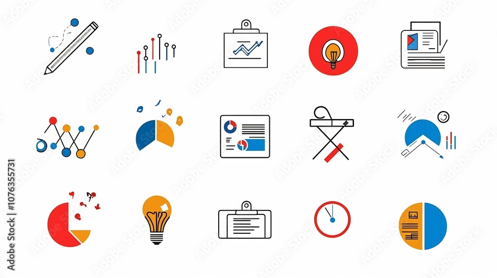 Poster sleek and minimalist collection of 15 business icons representing financial management organizationa