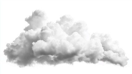 White fluffy cloud isolated on white background for weather or nature concept
