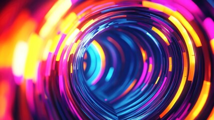 Abstract Circular Light Tunnel in Vibrant Colors