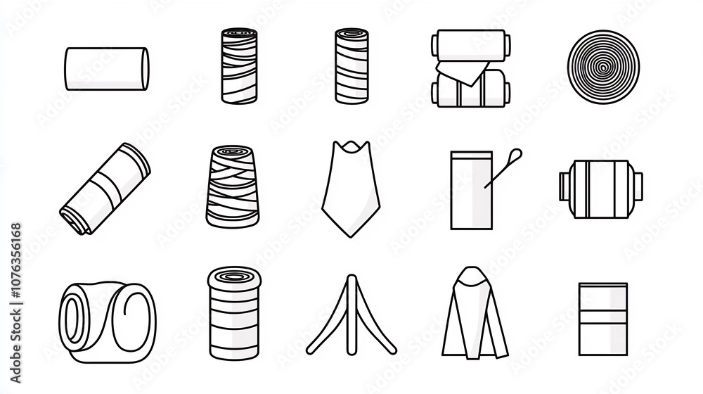 Leinwandbilder comprehensive set of 15 clean minimalist outline icons designed to showcase various fabric features 