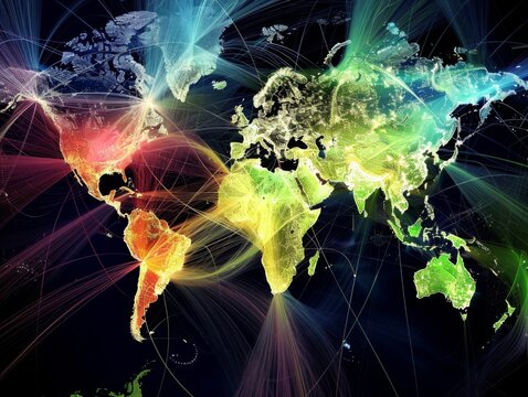 This captivating representation illustrates the intricate web of communication links spanning the globe, highlighting connections that drive information exchange.