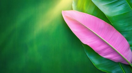Obraz premium Discover how pink leaves illuminate nature's beauty in lush green backgrounds