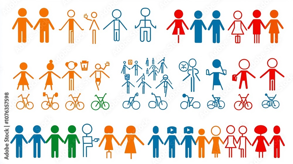 Poster Thin line icon set featuring participants organization members and audience symbols for people based communities and organizations  Minimalist modern graphic design for digital interfaces web and app