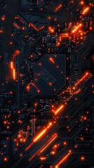 Obraz premium Flat Tech Artwork with Motherboards and Wires