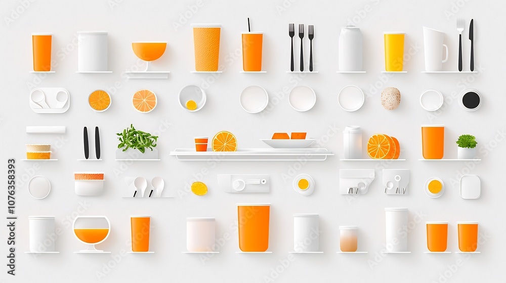 Aufkleber comprehensive set of minimalist icons representing essential elements for food service catering and 