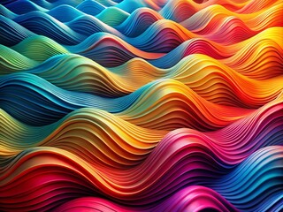 Abstract Wavy Surface Featuring Intricate Textured Patterns in Vibrant Color Gradients for Modern Design Projects and Artistic Backgrounds