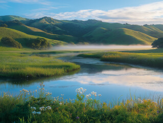 lake and mountains