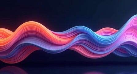 Charcoal, coral, azure, and lilac colors shift fluidly on a dark background, creating a serene, abstract effect with undulating lines in Corona Renderer style.