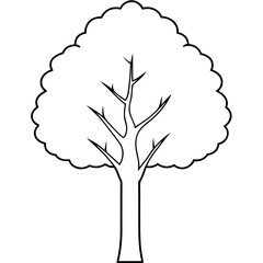 Black Aspen Tree Vector Line Art.