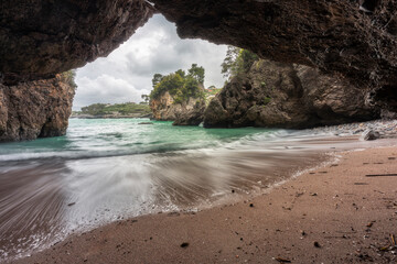 Spiaggia di Cala Maramozza, Fiascherino, comune di Lerici, provincia di La Spezia, Liguria, Italia,...
