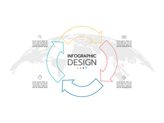 Business cycle. Timeline infographic with 4 icons designed for abstract background template.