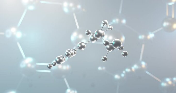 Tryptamine rotating 3d molecule, molecular structure of indolamine metabolite, seamless video