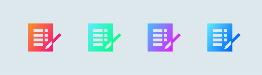 Record solid icon in gradient colors. Report signs vector illustration.