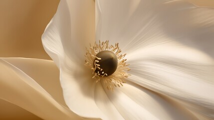 Close-up of a White Flower with Brown Center and Petals