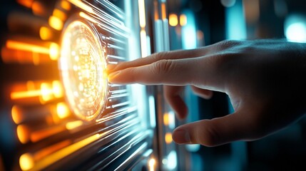 Hand Reaching Toward Locked Computer Interface