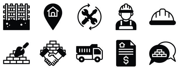 construction business line style icon set collection