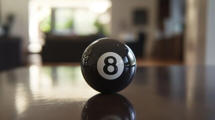 Black Eight Ball on a Table