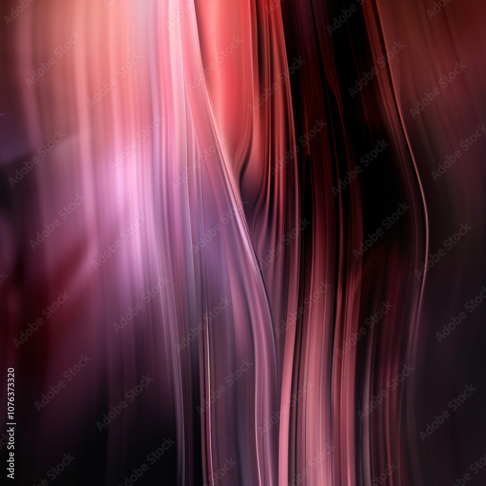 Poster a blurred abstract image featuring soft waves of pink and purple tones, creating a smooth and flowin