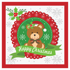 Christmas card design with cute teddy bear