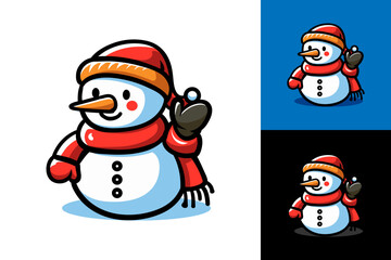 Snowman element. Set of cartoon Christmas illustrations isolated. Funny and cute figures. Fit for symbol, character, logo, cover, poster. No AI-Generated. Vector graphic.