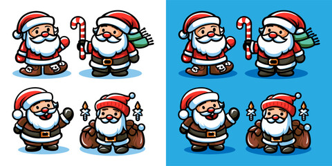 Santa Claus element. Set of cartoon Christmas illustrations isolated. Funny and cute figures. Fit for symbol, character, logo, cover, poster. No AI-Generated. Vector graphic.