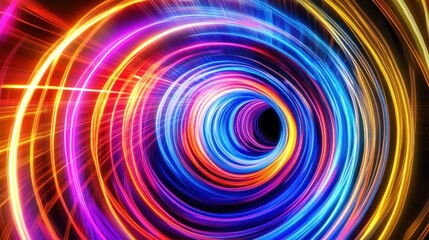 Abstract Colorful Light Trails Forming a Circular Vortex