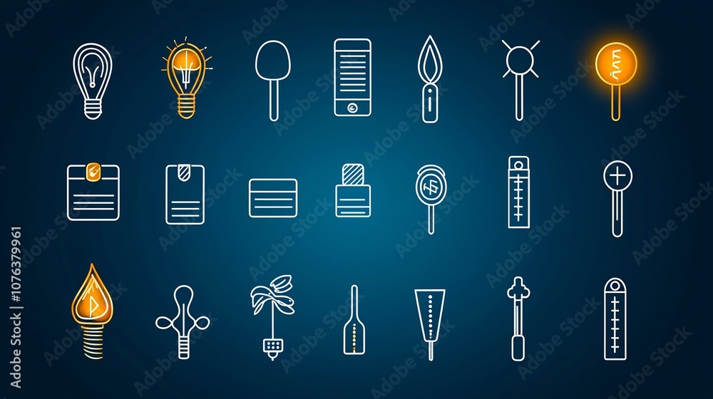 Poster Versatile collection of 15 outline style icons featuring dropdown menus toggle switches and pick icons perfect for web and mobile app user interface UI and user experience UX design projects
