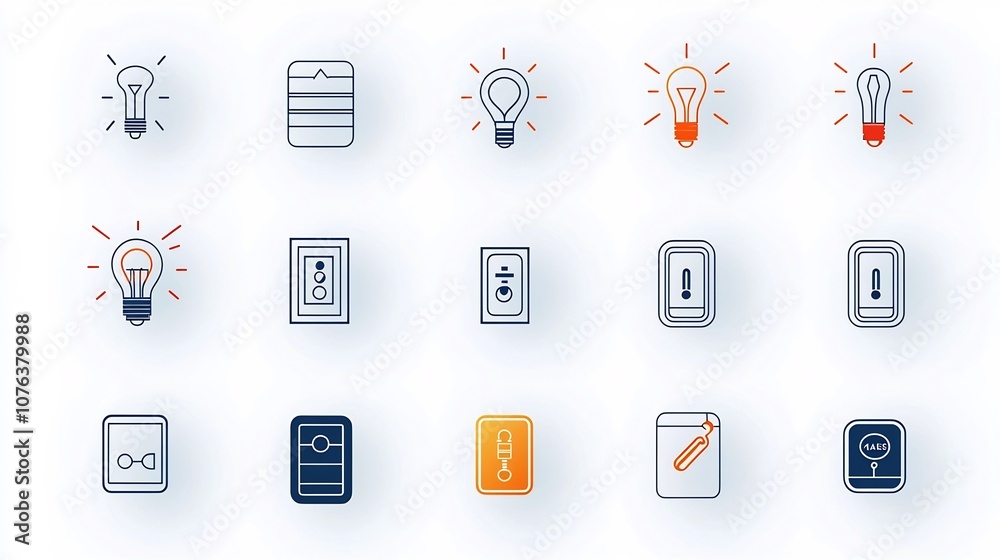 Leinwandbilder Elegant set of 15 outline style icons featuring dropdown menus toggle switches and pick icons perfect for web and mobile user interface design  Editable stroke for customization