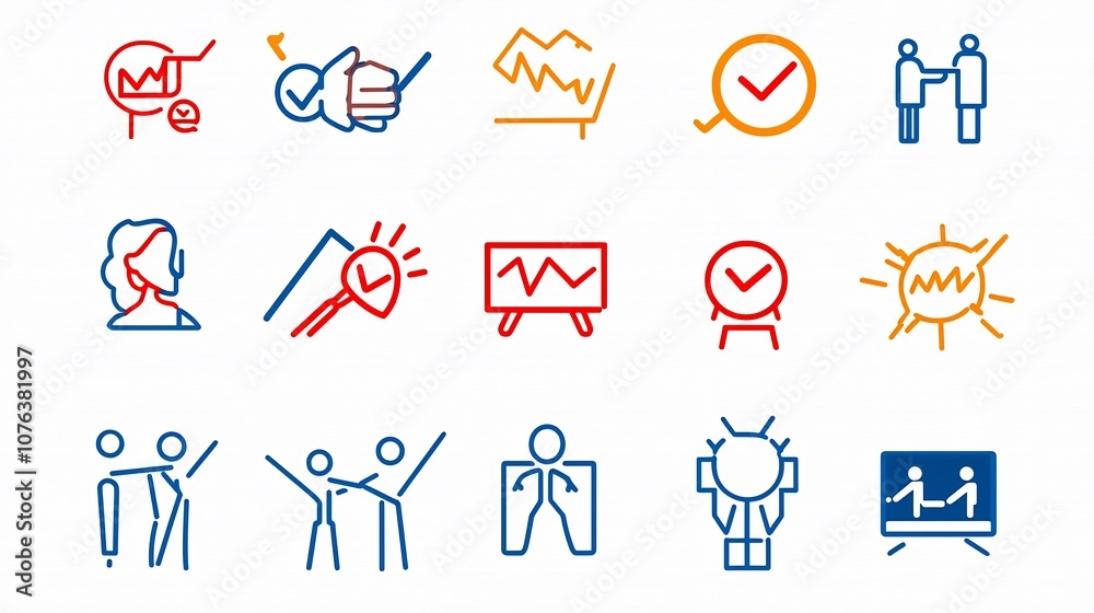 Aufkleber a collection of 15 minimalist icons in an outline style focusing on the themes of team spirit mutual