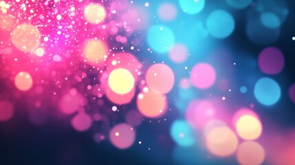 Fototapeta premium Colorful bokeh with glitter particles on dark background