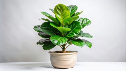 Beautiful Fiddle Leaf Fig Plant Isolated on a Clean Background, Showcasing Its Lush Green Leaves in a Stylish Pot, Perfect for Home Decor and Indoor Gardening Inspiration