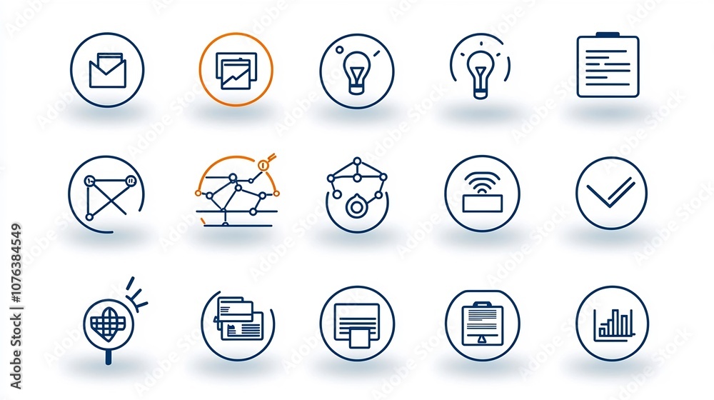 Poster This outline icon set features a collection of 15 corporate symbols including company structure document management and networking icons  Designed in a style with editable strokes
