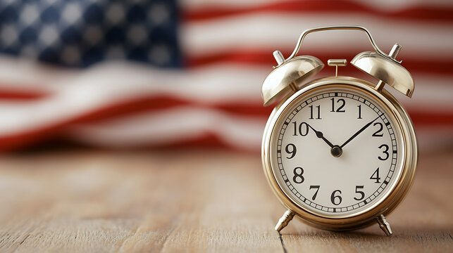 Clock, US flag
