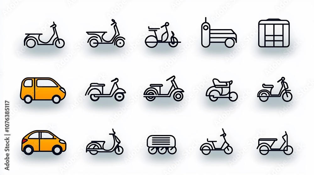 Poster this comprehensive transportation icon set features 15 sleek and minimalist designs including symbol