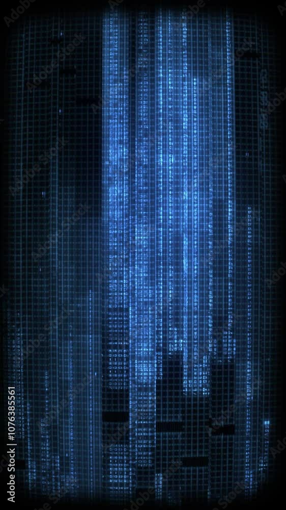 Wall mural a looping digital style screen background with data glitch and interference effects.