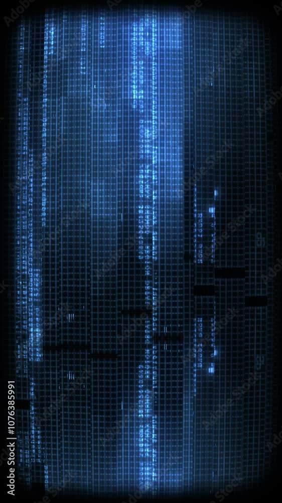 Wall mural a looping digital style screen background with data glitch and interference effects.
