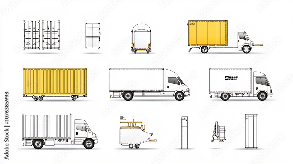 Aufkleber transport logistics icon set with 15 clean symbols representing delivery van shipping container ware