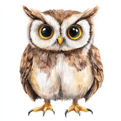 cute Owl watercolor clipart illustration isolated