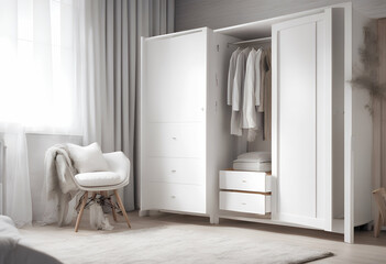 with room cabinet scandinavian apartment white minimalist drawer wardrobe bedroom style created closet design home interior bedchamber clothes rack wooden modern