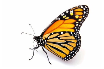 This stunning monarch butterfly displays its intricate orange and black wing patterns, symbolizing transformation and elegance. It captures attention in its serene isolation.