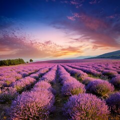 Obraz premium lavender field at sunset