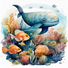 Naklejka premium fish and coral