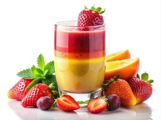 Vibrant Glass of Blended Fruit Smoothie Isolated on Transparent Background - Perfect for Health and Wellness Marketing, Recipe Blogs, or Kitchen Decor Projects