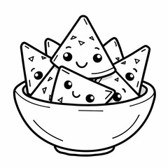 Cute Cartoon Nachos in a Bowl