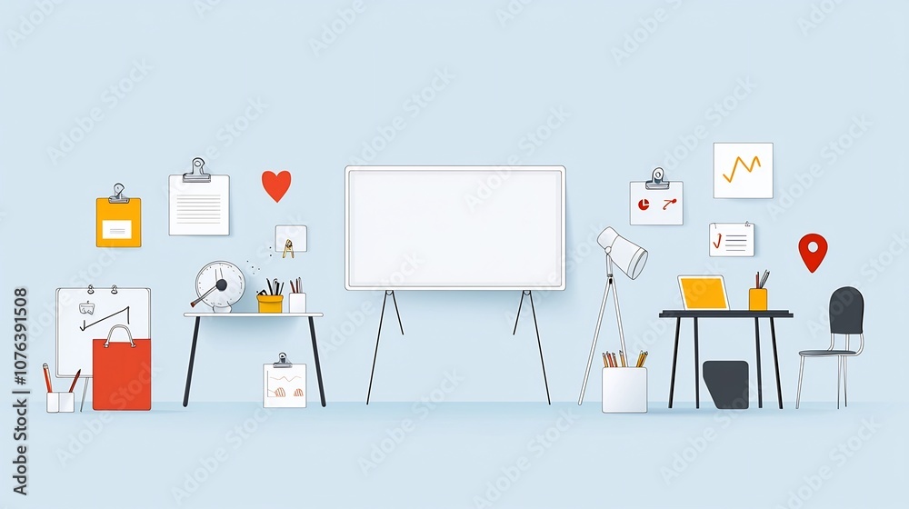 Aufkleber thin line icon set featuring various training and learning elements such as seminar teacher and digi