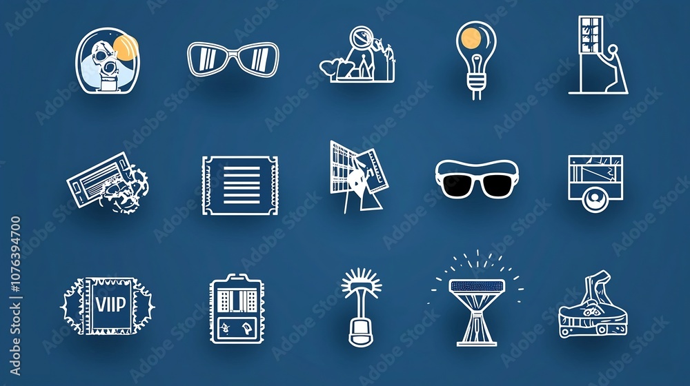 Leinwandbilder comprehensive set of 15 minimalist line art icons designed to visually represent various entertainme