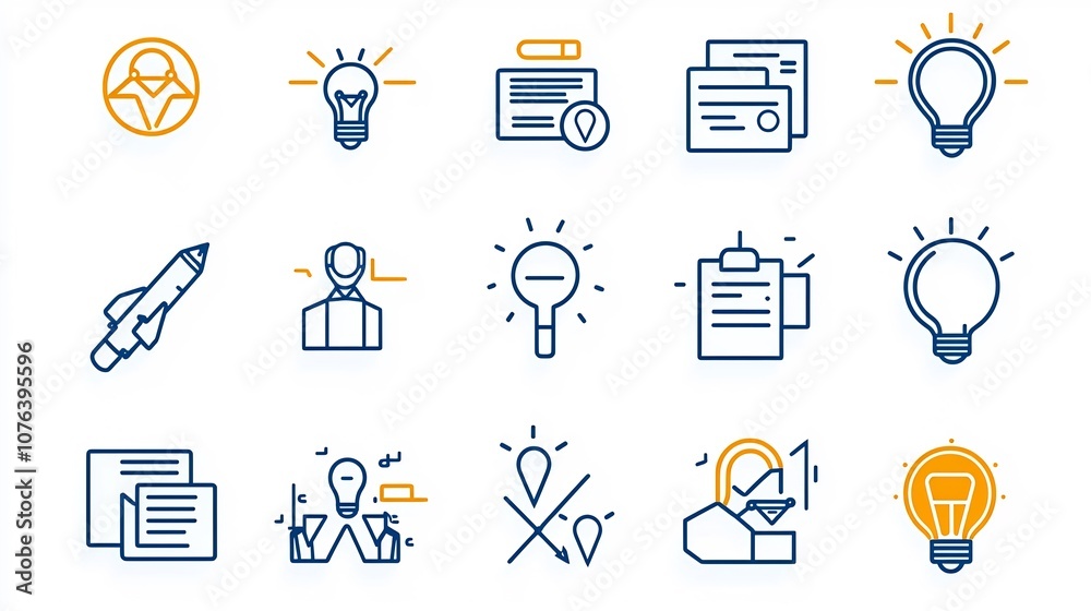 Aufkleber Collection of 15 minimalist outline style icons for team gatherings conferences and project planning events focusing on networking knowledge sharing and collaborative workflows