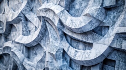 Abstract Concrete Wall with Interlocking Curved Shapes