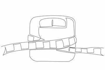 Continuous one line drawing scale tied with measuring tape. Tighten the eating habits. Do not cross the threshold. Diet. Choose healthy. World Obesity Day. Single line draw design vector illustration